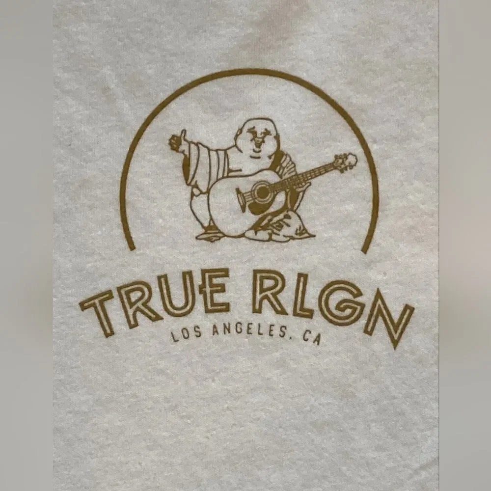 True Religion White with Gold 2-sided Logo SS Men Small T-Shirt NWT in packaging